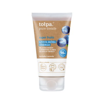 tołpa.® pure trends super fruits żel z peelingiem i czerwoną glinką do mycia twarzy,   20,99 zł|150 ml